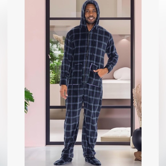 NWOT Alexander Del Rossa Unisex Hooded Onesie Pajamas w/Removable Booties, Small - Picture 3 of 14